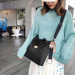 Women's Canvas Bag High Capacity Handbag Shoulder Bag Cartoon Bear Design