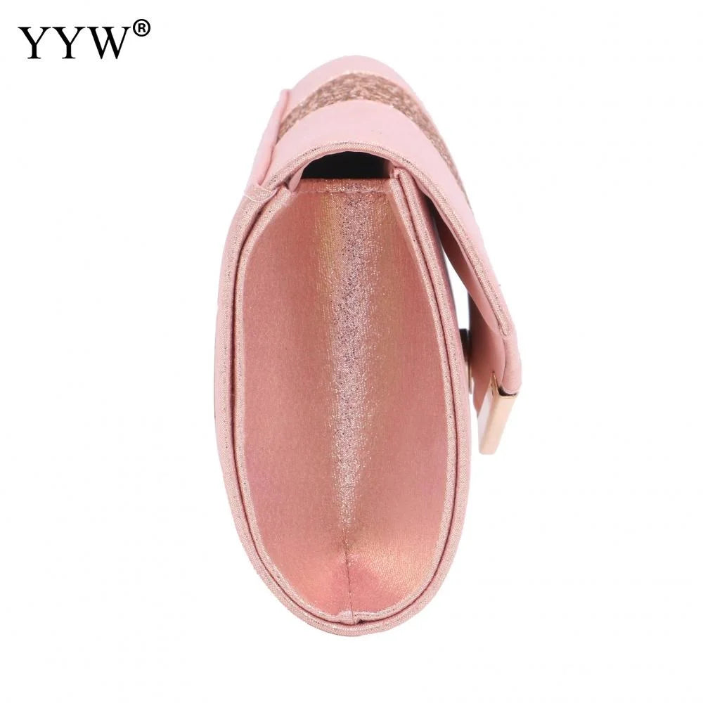 Crystal Flash Evening Bag Silver Pink Wallet Ball Bag