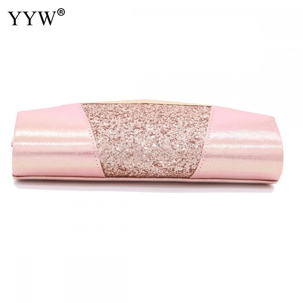 Crystal Flash Evening Bag Silver Pink Wallet Ball Bag