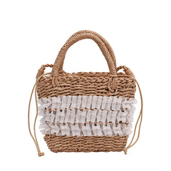 Mori Straw Woven Beach Bag Casual Messenger Bucket Bag