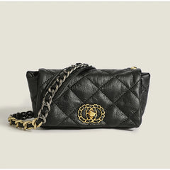 Soft Leather Messenger Bag with Metal Chain