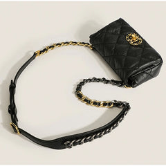 Soft Leather Messenger Bag with Metal Chain
