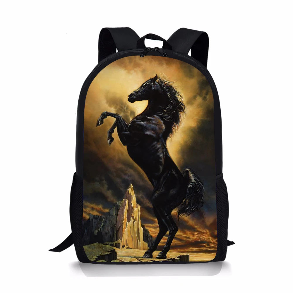 2022 Running Horse Pattern Schoolbag - Kids Gift Backpack