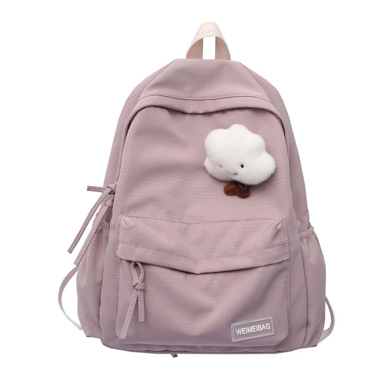 Waterproof Nylon Women School backpack Large Solid Girls Travel Bag College Sho