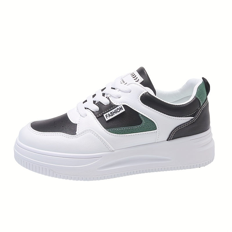 Thick Sole Heighten Flat Chunky Sneakers Faux Leather
