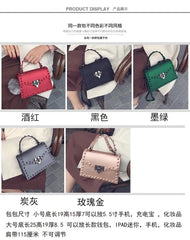 2022 Women's Bag PU Leather Rivets Handbag Shoulder Bag