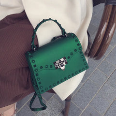 2022 Women's Bag PU Leather Rivets Handbag Shoulder Bag
