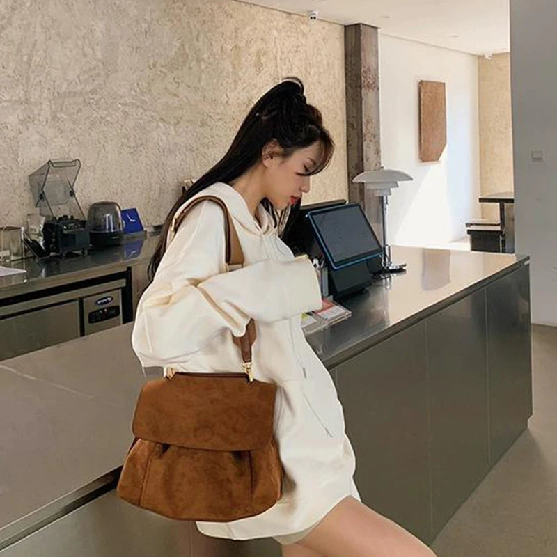 Fleece Shoulder Bag Female Leather Crossbody Bag