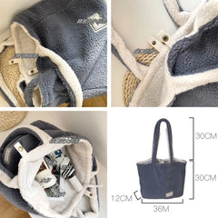 Plush Shoulder Bag Large Canvas Student Commuter Bag