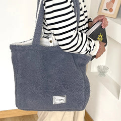 Plush Shoulder Bag Large Canvas Student Commuter Bag