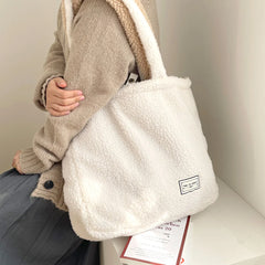 Plush Shoulder Bag Large Canvas Student Commuter Bag