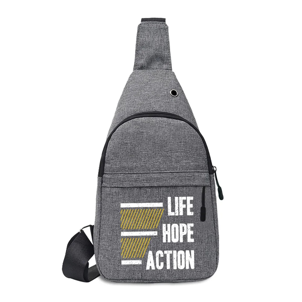 Men Shoulder Chest pack Phrase Print Handbags