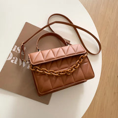 Plaid Small Flap Top Handle Bag Chain Crossbody Bag