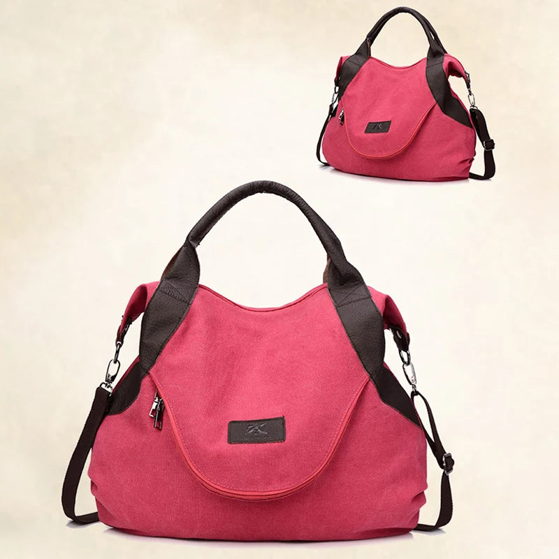 Large Pocket Casual Tote Canvas Shoulder Handbags Women's Bags