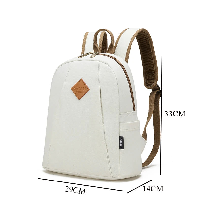 Canvas Backpack Women Solid Rucksack Casual Travel Bag Backpacks