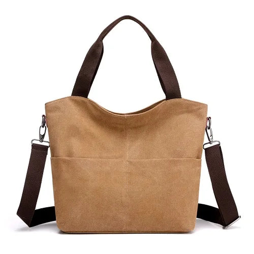 Large Pocket Canvas Handbag for Women