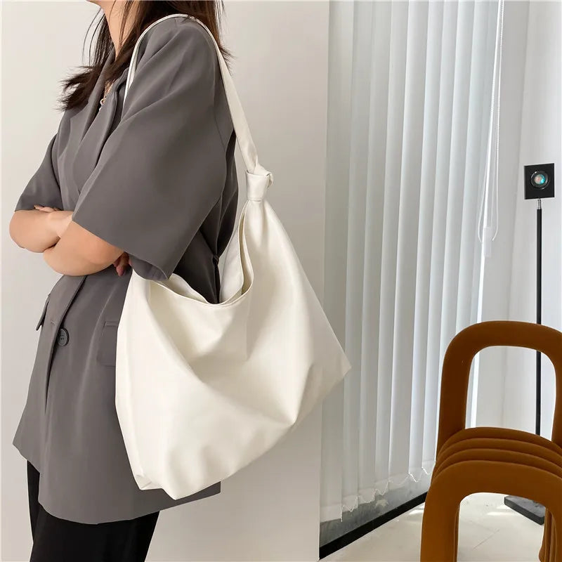 Soft Pu Leather Large Shoulder Bag, Retro Lady Shopper Purse