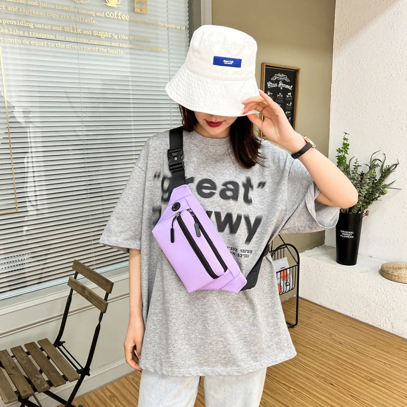 Women Fanny Packs Nylon Waist Bag Leisure Sports Messenger Bags