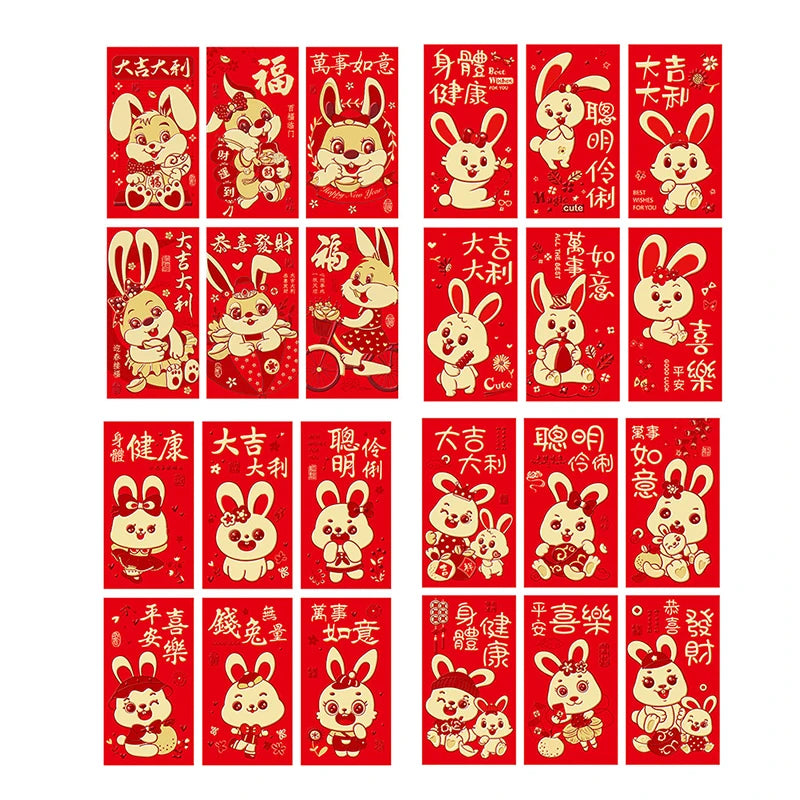Chinese Rabbit Year Hongbao Bronzing Red Envelope Cartoon Childrens Gift Money