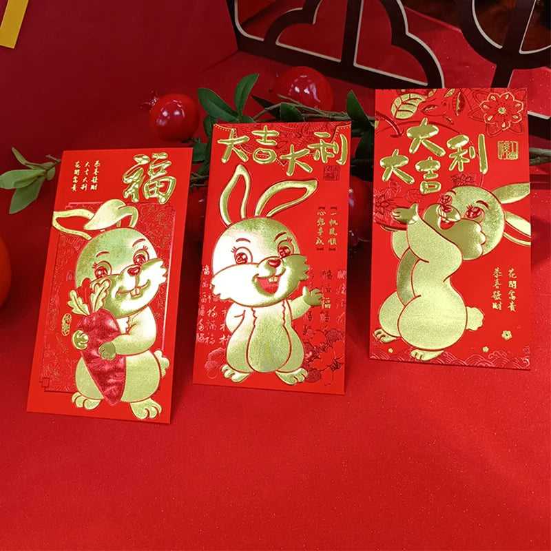 Chinese Rabbit Year Hongbao Bronzing Red Envelope Cartoon Childrens Gift Money