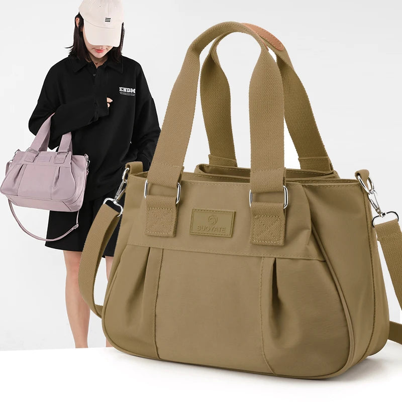 Large Capacity Nylon Handbag Waterproof Casual Handle Women's Travel Handbag