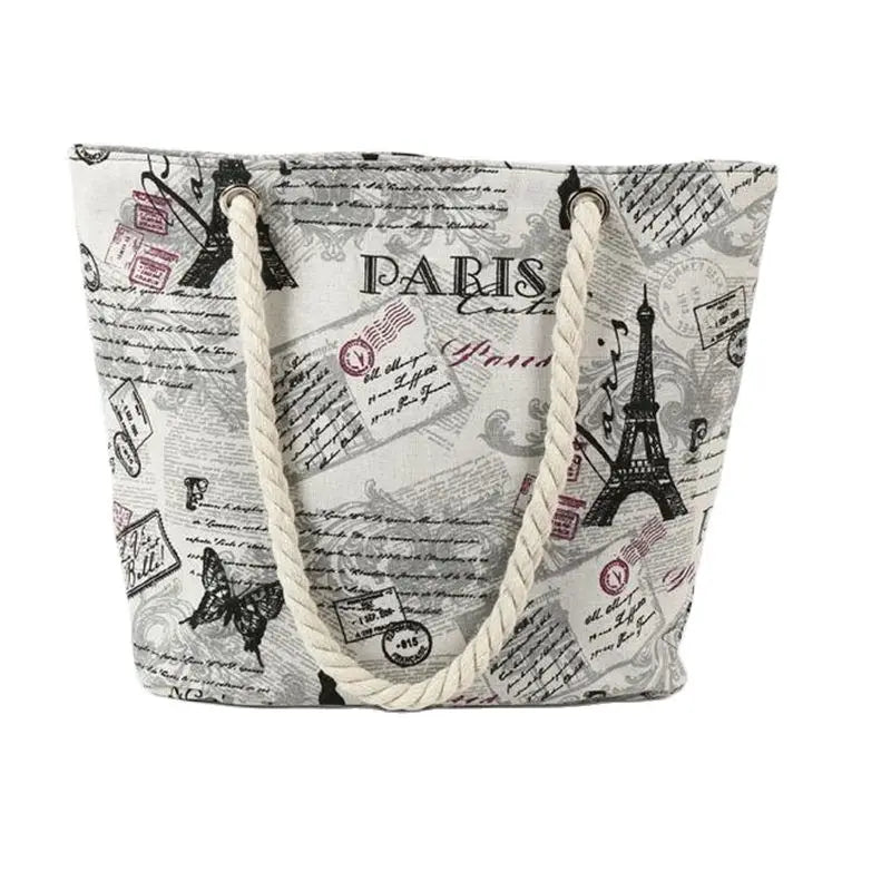Cotton Strap Shoulder Bags Printed Tower Shell Travel Bags Large Size