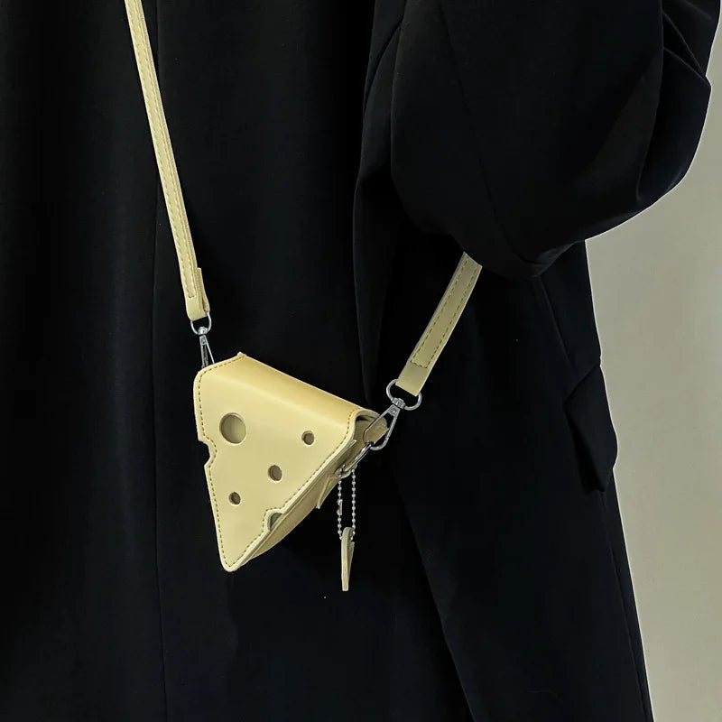 Funny Hole Cheese Shape Crossbody Bag Mini Shoulder Bag for Women