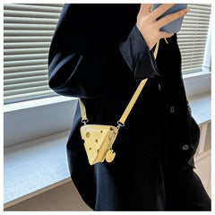 Funny Hole Cheese Shape Crossbody Bag Mini Shoulder Bag for Women
