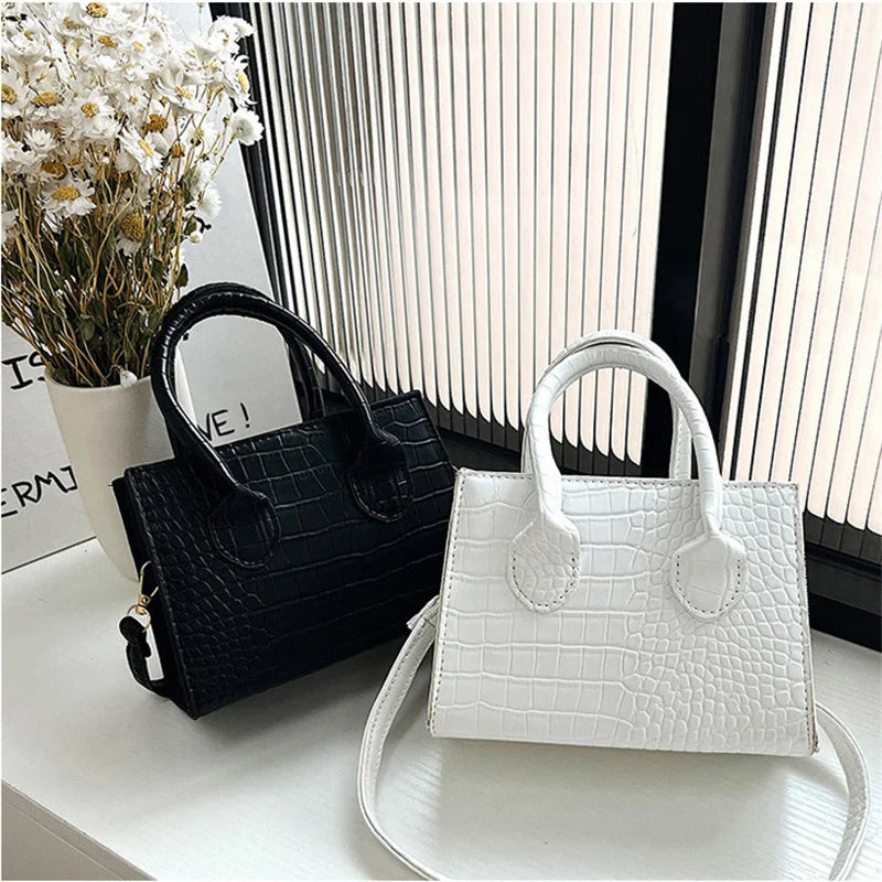 Crocodile Pattern PU Leather Crossbody Bags for Women Chain Shoulder Handbags