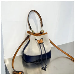 Women Drawstring Bucket Crossbody Bag Leather Shoulder Handbag
