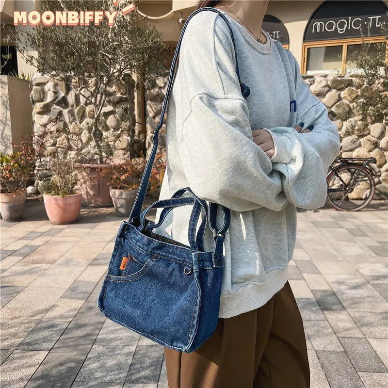 Denim Crossbody Bags Youth Casual Jean Square Shoulder Bag Women Messenger Bags
