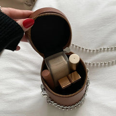 Women Cylinder Buckets Bags Mini Shoulder Bags Chain Messenger Bags