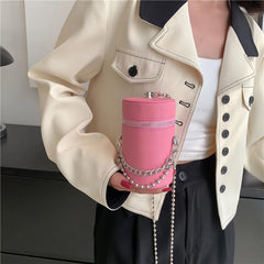 Women Cylinder Buckets Bags Mini Shoulder Bags Chain Messenger Bags