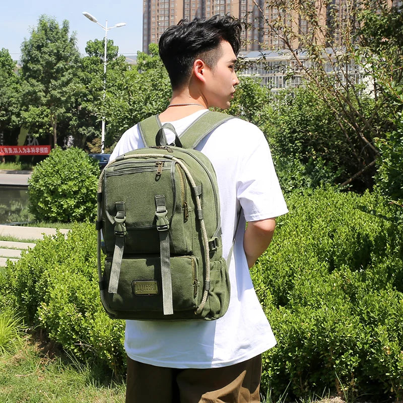 Waterproof Outdoor Canvas Backpack Men Sport Back Pack Male Schoolbag