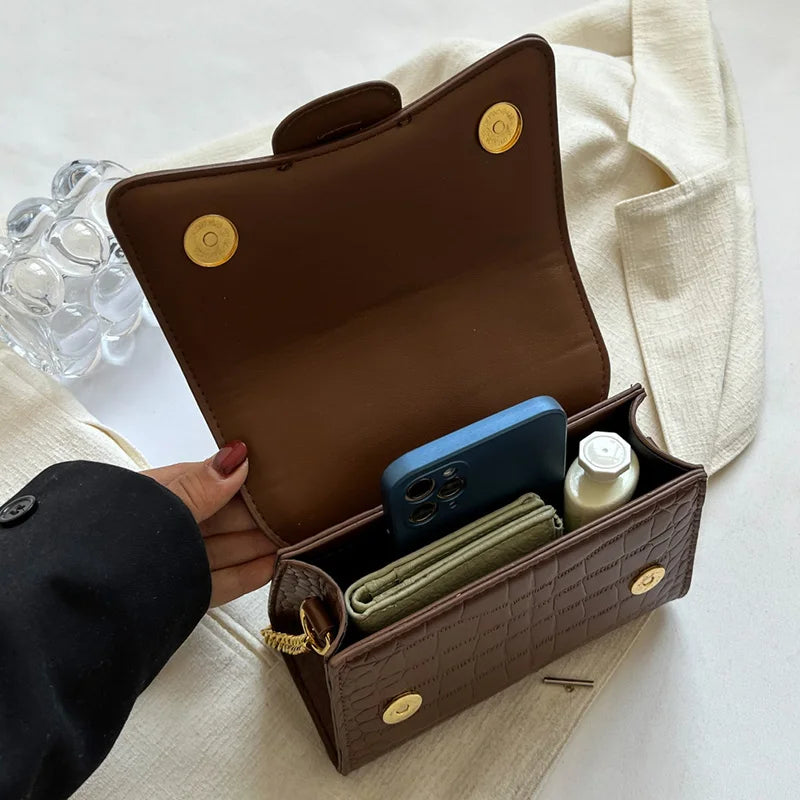 Stone Pattern Evening Clutch Chain Messenger Bag PU Leather Shoulder Purse