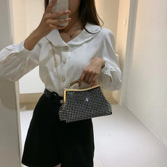 Silver Glitter Bead Evening Clutch Bag