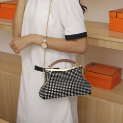 Silver Glitter Bead Evening Clutch Bag