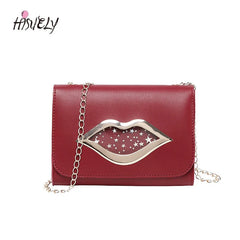 Big Lips Shoulder Bag Women Stars Leather Change Purse