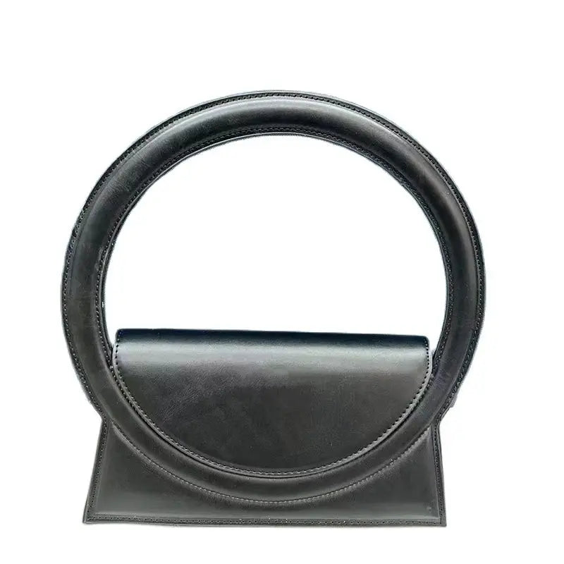 Round Handle Bag Pu Leather Lady Crossbody Shoulder Bag