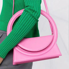 Round Handle Bag Pu Leather Lady Crossbody Shoulder Bag