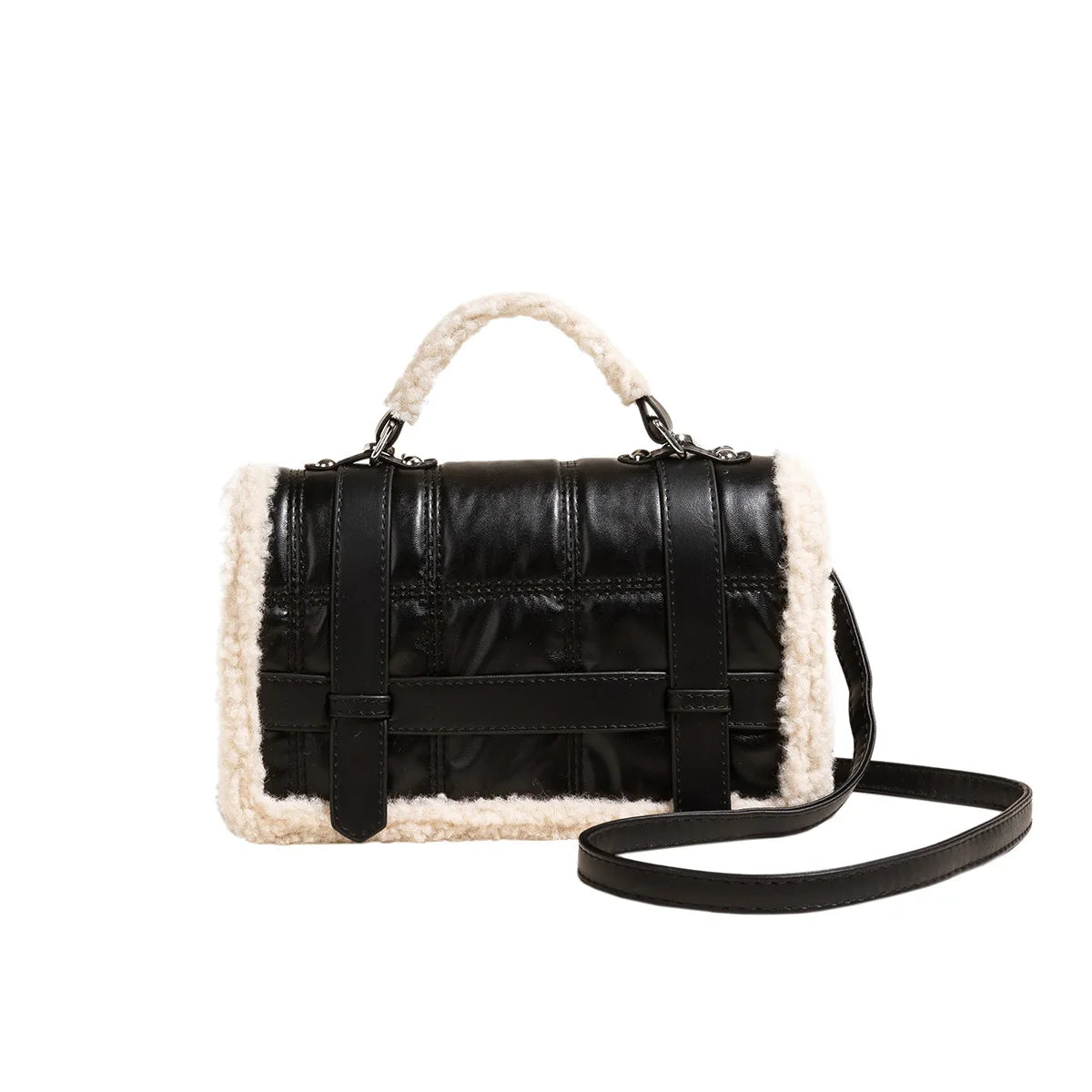 Soft Vintage Fur Handbag Female PU Leather Ladies Shoulder Bag