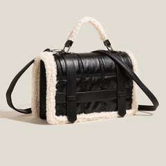 Soft Vintage Fur Handbag Female PU Leather Ladies Shoulder Bag