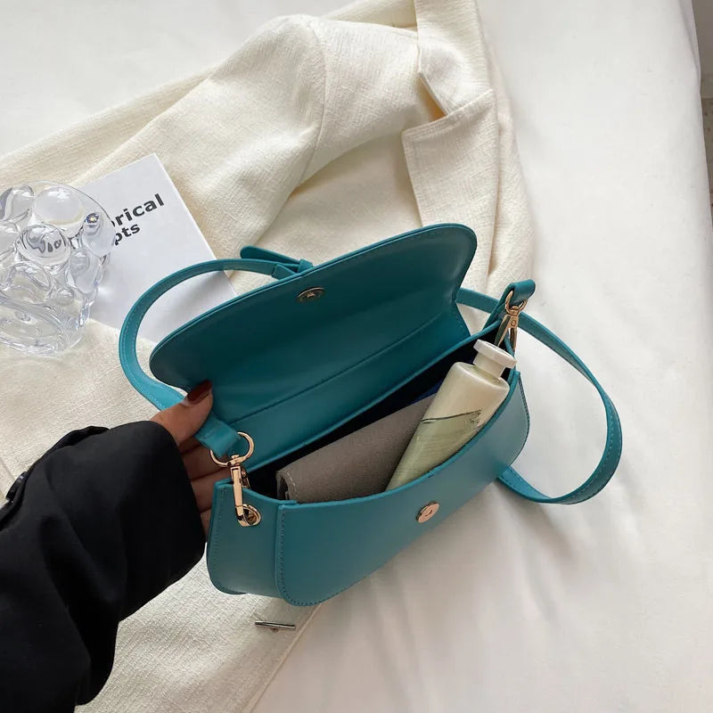 Small Leather Crossbody Bag for Women - Solid Shoulder Handbag