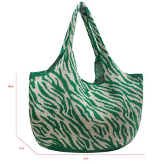 Knitted Tote Bag Wool Shoulder Bag High Capacity Shopper Bag Top Handle