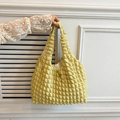 Casual Tote Large Capacity Shoulder Bag Pleated Ladies Handbag