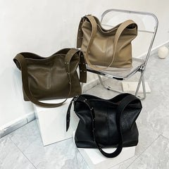 Soft Shoulder Bags Tote Big Pockets PU Leather