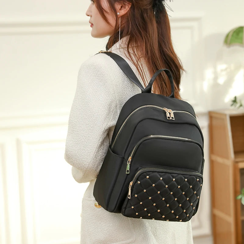 Durable Diamond Ladies Backpack Oxford Cloth Travel Backpack