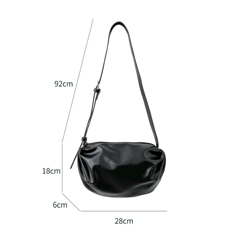 Plicated Shoulder Bag Soft Pu Leather Crossbody Bag