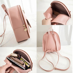 Women Mini PU Leather Backpack Small School Bag