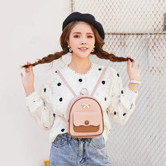 Women Mini PU Leather Backpack Small School Bag